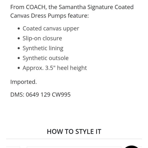 Coach Samantha Signature Coated Canvas Dress Pumps- Tan - Picture 6 of 10